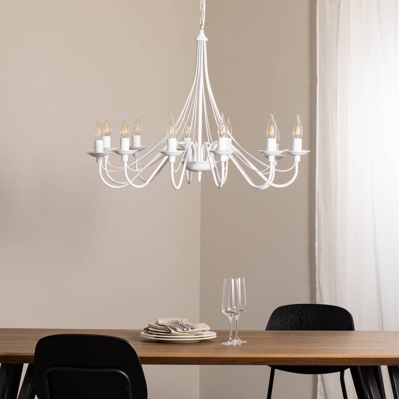 Kronleuchter Rosa ALDEX, dimmbar, weiß / opal, für Wohn- / Esszimmer, Metall, Kronleuchter