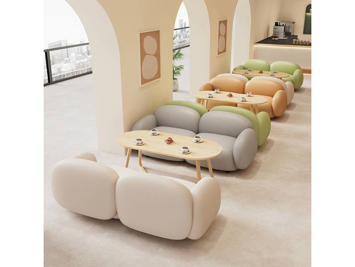 Canapés modulaires, ensembles de tables et chaises pour café/boutique de desserts, canapés doubles commerciaux pour réception de bar/restaurant