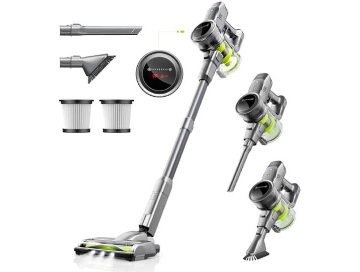 kalado Aspirateur sans Fil 26000pa\, Aspirateur Balai sans Fil avec 3 Modes\, Écran LED\, Batterie Amovible\, Collecteur De Poussière De 1\,5 L\, Adapté Aux Sols Durs\, Tapis\, Voitures Et Poils d'animaux