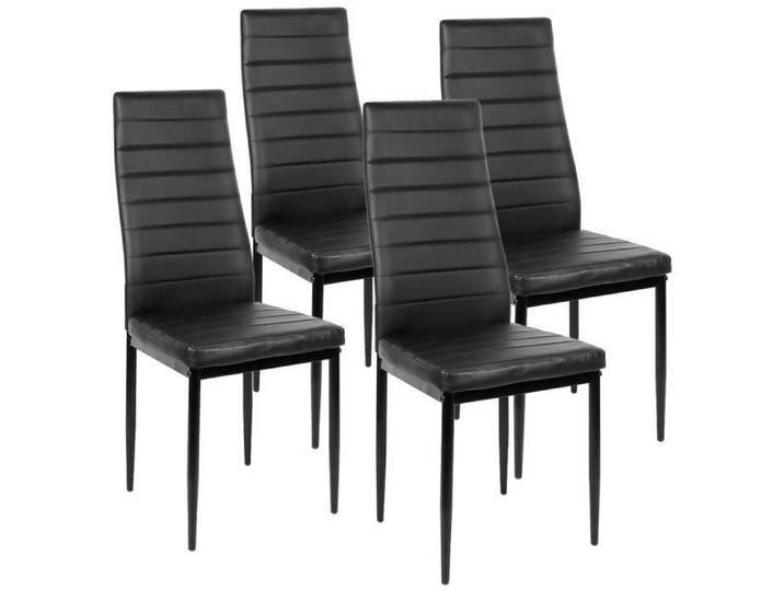 Chaise de salle à manger JEOBEST Noir style minimaliste Motif de Ligne horizontale pieds Métal
