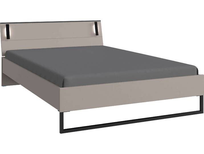 Futonbett WIMEX Tilburg in verschiedenen Breiten erhältlich, inkl. LED Beleuchtung , schwarz (saharagrau, absetzung schwarz, saharagrau, absetzung schwarz, saharagrau, absetzung schwarz), B:148cm H:93cm L:210cm, Betten, Futonbett, Bett mit Metallkufe