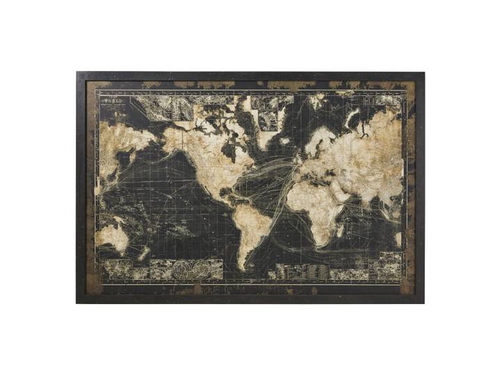 Schwarze, beleuchtete Weltkarte, 180 x 120 cm