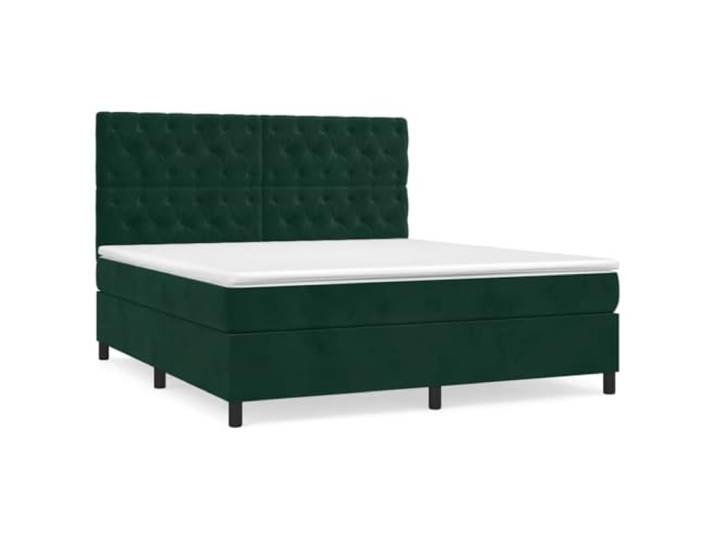 Makastle Boxspringbett mit Matratze Dunkelgrün 160x200 cm Samt Höhenverstellbares Kopfteil