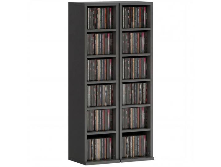 Armoire de rangement CD-DVD - HOMCOM - 6 + 6 compartiments - capacité max. 204 CD - 21 x 22 5 x 88 5 cm - noir