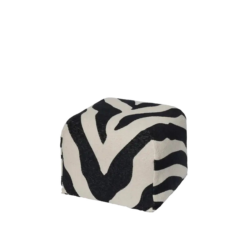 Broste Copenhagen Zebra poef met soft body textiel