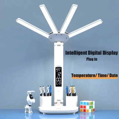 Inspire Essentials Multifunction LED Desk Lamp With Fan Clock And USB Charging Folding Table Light a
