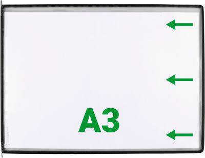 Sichttafel Tarifold DIN A3 quer, 10 St., alle Trägersysteme, Metalldrehzapfen, schwarz