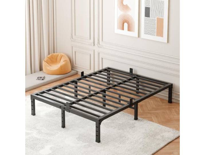 FUIOBYVV Kingsize-Bettgestell, 35,6 cm, robuster Metallplattform-Bettrahmen, King-Size-Unterstützung bis zu 1587 kg, kein Boxspringbett nötig, kein Schütteln, Stahllattenstütze, geräuschfrei, einfache