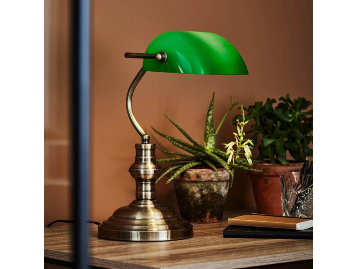 Bankers Lampe de Table 25 cm Oxide/Green - Markslöjd - Salon / séjour - Ancien - Verre - À ampoule unique