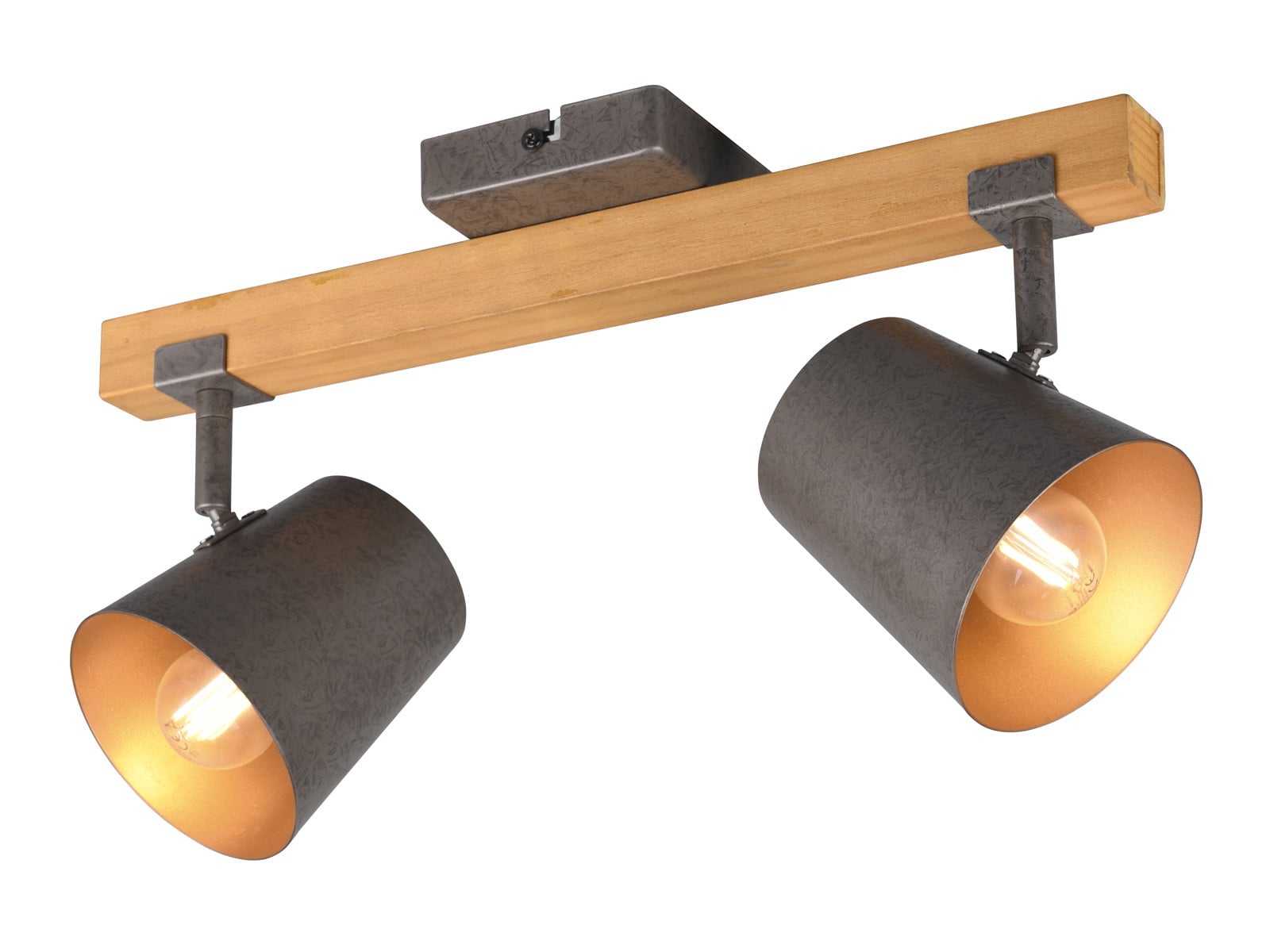 Trio Spot Bell 2-lichts plafondspot in antiekgrijs met hout
