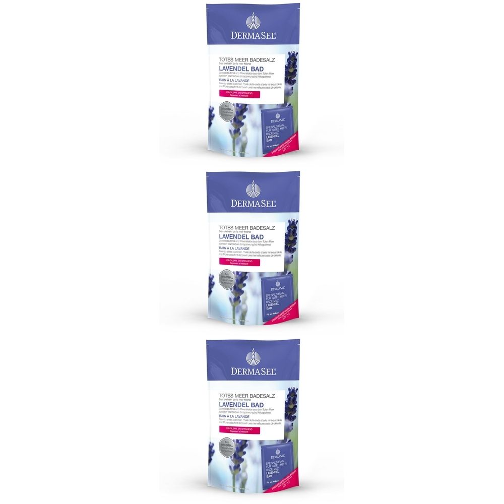 DermaSel Totes Meer Badesalz, Lavendel 3x420 g Badesalz