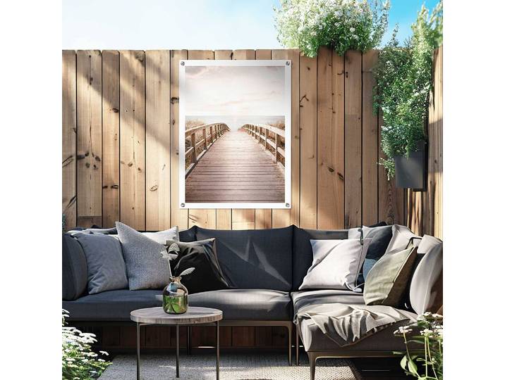Outdoor-Poster Brücke zum Strand PVC Beige/Beige 60 x 80 x 0cm