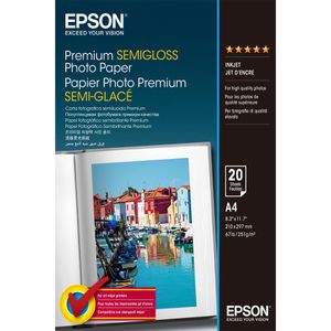 Epson Fotopapier S041332 Premium Semigloss, für Inkjet, A4, 251 g/m², seidenmatt, 20 Blatt