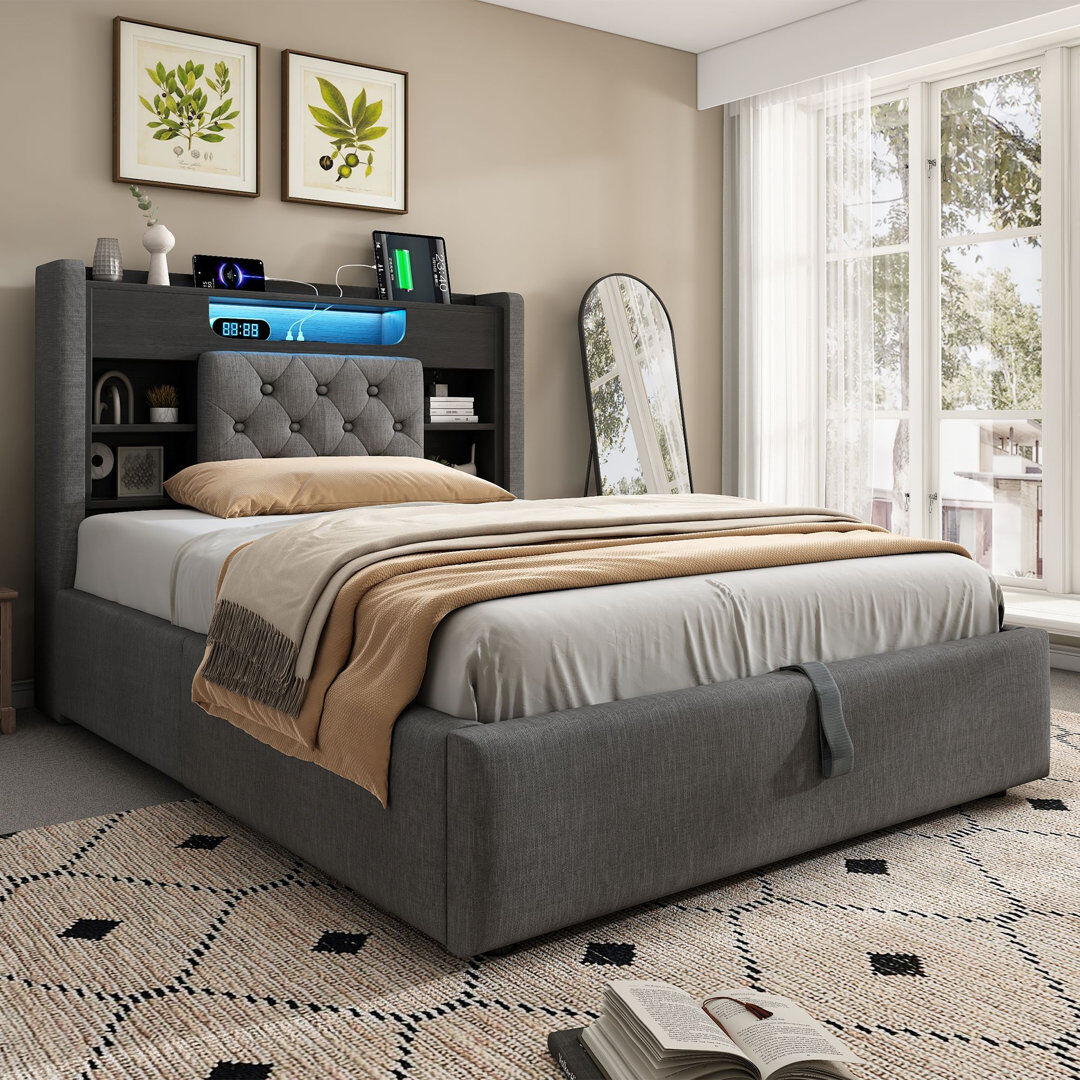 Ivy Bronx Bed Gray Double