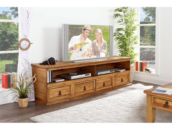 1a Direktimport TV-Board Mexico Möbel TV Lowboard Hifi Schrank - Pinie massiv - Landhaus