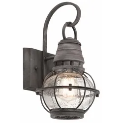 Außenleuchte Wandlampe Laterne Stahl Glas Verwittertes Zink H 33,4 cm IP44