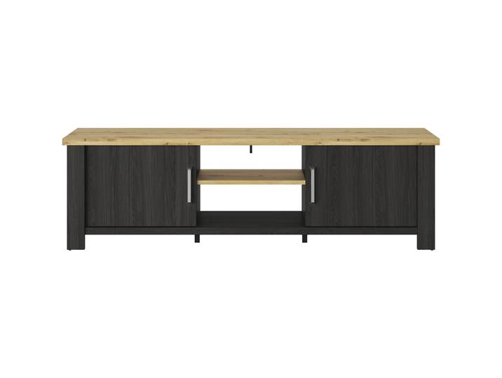 TV-Möbel Reyet schwarz/Eiche Holzwerkstoff B 200 cm - TV-Möbel