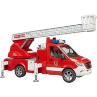02673 MB Sprinter Feuerwehr mit Light & Sound Modul, Modellfahrzeug rot/weiß, Drehleiter, Pumpe