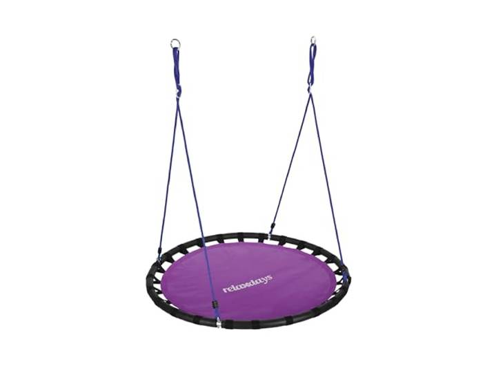 Relaxdays nestschommel, ronde vogelnestschommel, voor kinderen, verstelbaar, buiten, Ø: 120 cm, tot 100 kg, paars