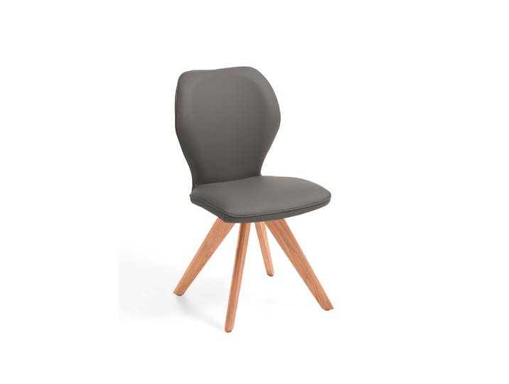 Design-Stuhl, Leder, Grau, 49,5×60×92 cm, Modern, Niehoff-Sitzmöbel
