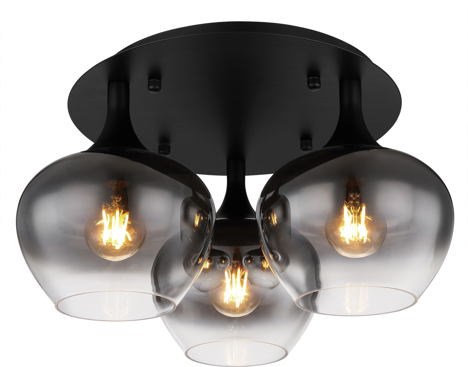 Globo Lighting Design plafondlamp Maxy zwart/transparant 3-lichts Ø 45 cm