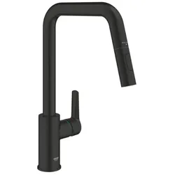 Grohe Start Küchenarmatur 306312430 matt schwarz, hoher Auslauf, herausziehbare Dual Spülbrause