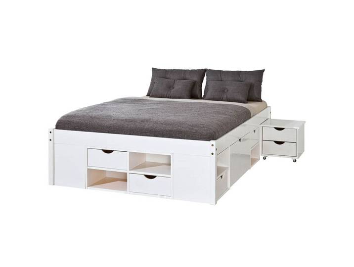 ALASKA - Lit 180x200cm multi-rangement Vernis Blanc