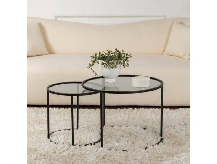 Dmora Couchtisch Abbadesse 60x60x43 cm Schwarz Rund