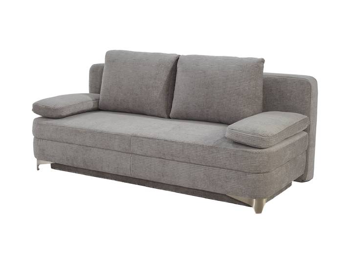 Schlafsofa Cord mit Bettkasten grau 204 cm - NOAH