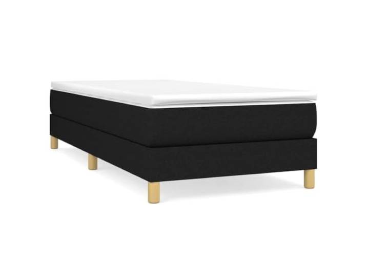 PUGYNBK Boxspringbett mit Stoffmatratze, Schwarz, 90 x 190 cm Taschenfedern, mittlere Festigkeit, Holzlatten, atmungsaktiver Schutz
