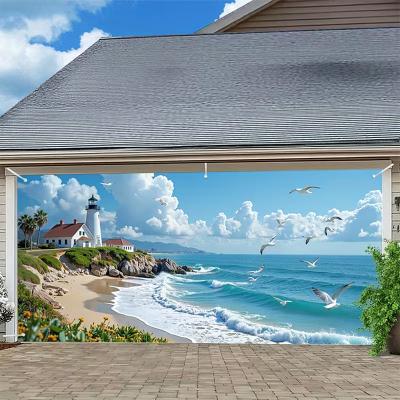 LightInthebox Garage Door Cover Large Hanging Backdrop Beach Vintage 3D Party Outdoor Shooting Backgrounds Front Door Home Decor