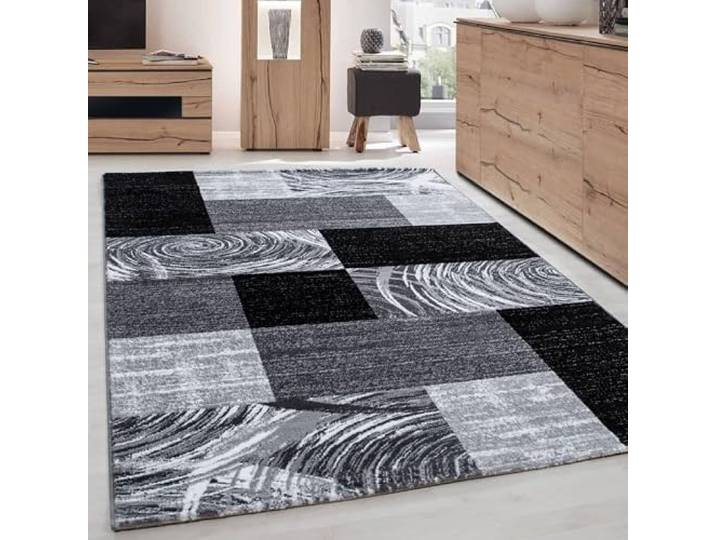 DecoTappi Tapis Modernes Design Noir 200x290 cm Moderne Patchwork à Motifs tourbillons Abstraits idéal Salon Chambre Bureau