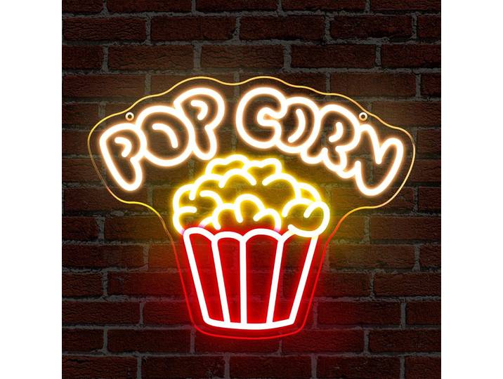 Enseigne néon Popcorn, lumières LED USB à intensité variable pour salle de cinéma, salle de films, snack-bar, salle multimédia, café, décoration murale professionnelle, enseigne lumineuse
