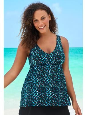 Plus Size Women's Flowy Tankini Top by Swim 365 in Water Droplet (Size 12)