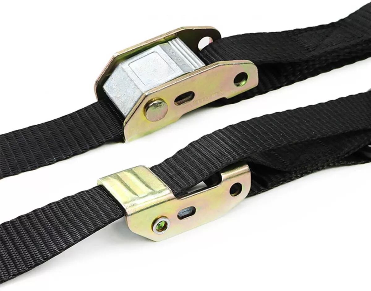 INF Schwarze Spanngurte 2er-Pack - 1,8 m Motorrad-Befestigungsgurte mit S-Haken