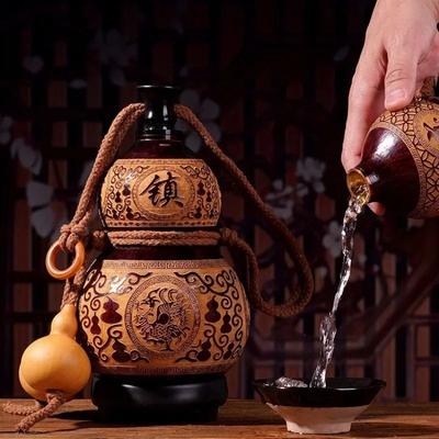 Uplifted Finds Artisanal Natural Wine Gourd   Authentic Dried Flask For Outdoor Use, Whiskey & Creative Gifts style D 1 L