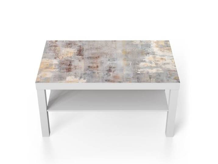 DEQORI Glastisch weiß groß 90x50 cm Motiv Verwitterte Eleganz ausgefallener Beistelltisch aus Glas Hochglanz Couchtisch fürs Wohnzimmer moderner Couch Tisch mit Design