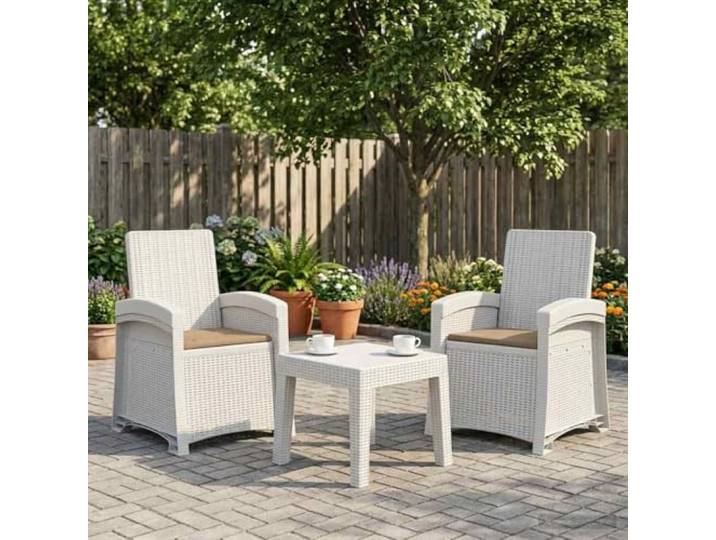 ZQQLVOO Liegesessel Garten Rattan-Optik 2 STK. Weiß Taupe PP 3-fach verstellbar, wetterbeständig, UV-beständig, pflegeleicht, für Terrasse und Balkon