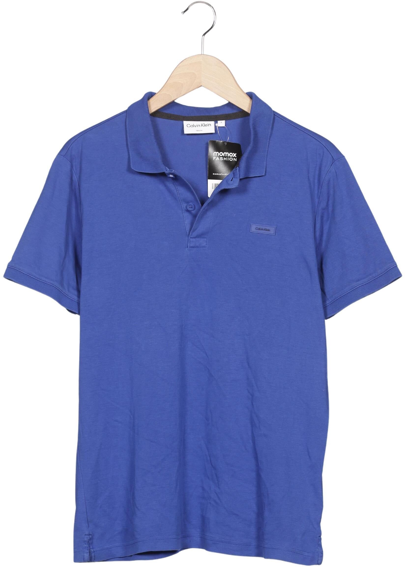 Calvin Klein Herren Poloshirt, Blau, Gr. S, Baumwolle - Second Hand