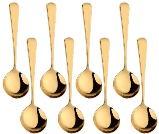 Unyqoos 8-delige set roestvrijstalen soeplepels met iriserende titanium coating