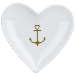 Krasilnikoff Herz Schale, Tablett Gold Anchor, 10.2 x 8.6, Höhe 1.3 cm