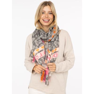 Schal ZWILLINGSHERZ "Wild Love", Damen, grau, Obermaterial: 100% Polyester, Modetücher Schal, trendiger Schal mit Herzen und Schriftzug