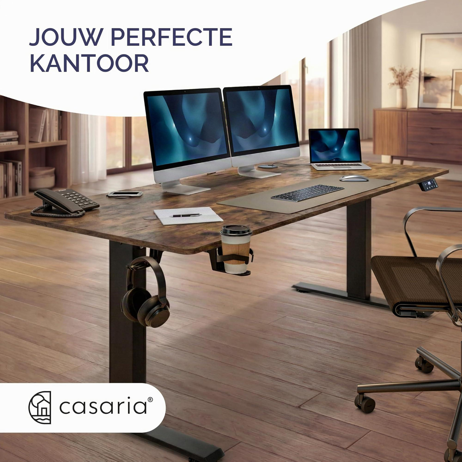 Selius Zit-Sta Bureau Elektrisch Verstelbaar met Werkblad 120 x 60 cm, Hoogte: 72-117 cm