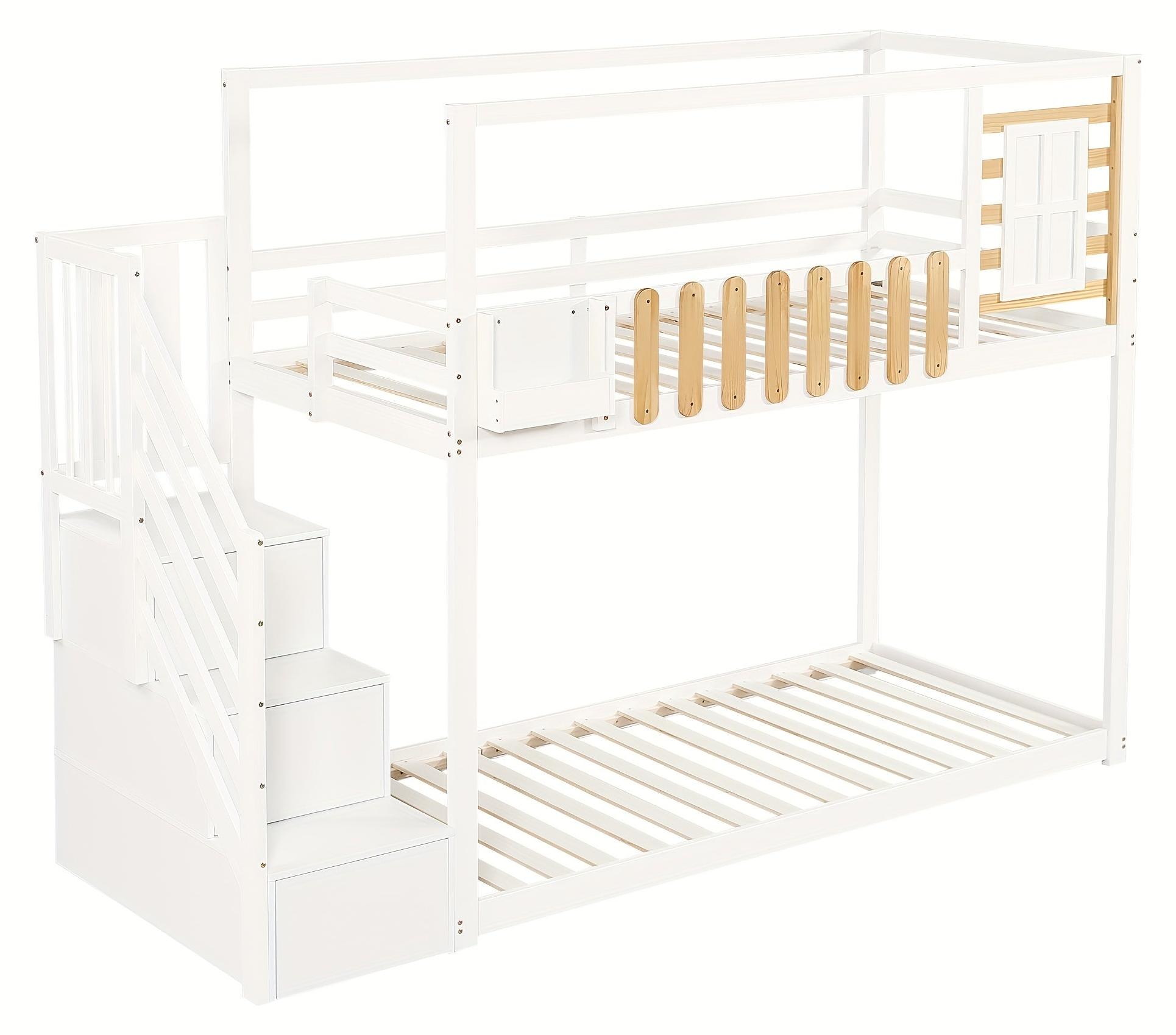 Etagenbett - Kinderbett - Bett mit Schlafecke im Dachgeschoss - Stockbett - Einzelbett - Mit Schreibtisch und Stauraum