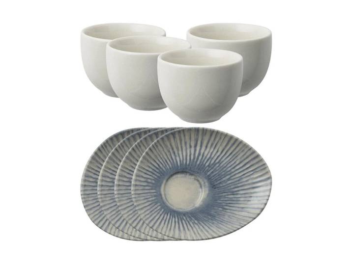 Kaffeeservice ARTHUR KRUPP Sunlight Blue 4 Stück , weiss (blau), 4, Steinzeug, Geschirr-Sets, Kaffeeservice