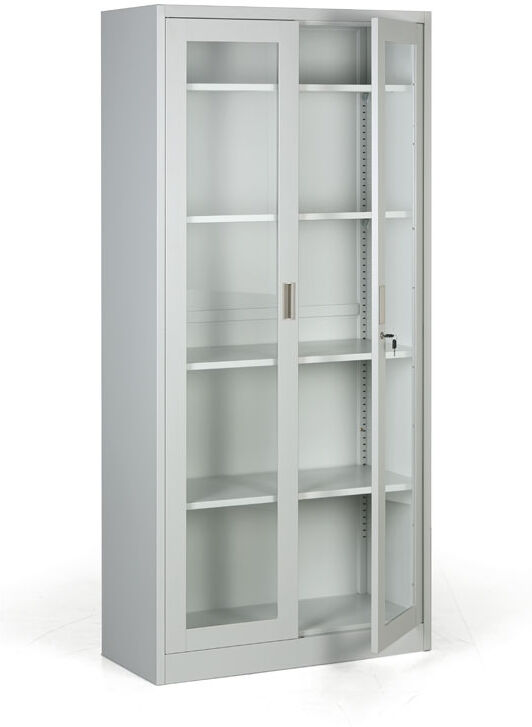 B2B Partner Metallschrank mit verglasten Türen, zerlegt, 900 x 1950 x 400 mm