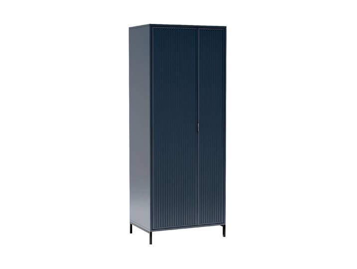 Kleiderschrank LINNA LS-11 - Moderne, Geriffelte 2 Türen, B:80 cm, Farbe: Indigo