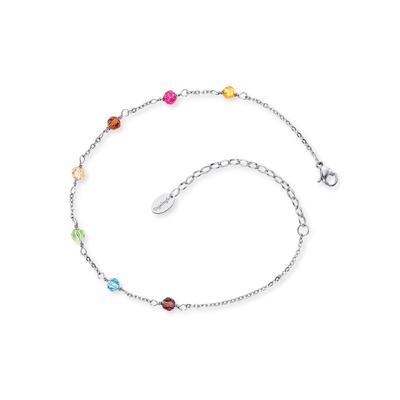 Fußkette ENGELSRUFER "Glasperlen", bunt (edelstahlfarben, gelb, pink, braun, natur, grün, blau, gelb, pink, braun, natur, grün, blau), Fußketten, Damen, Edelstahl, mit Glassteinen
