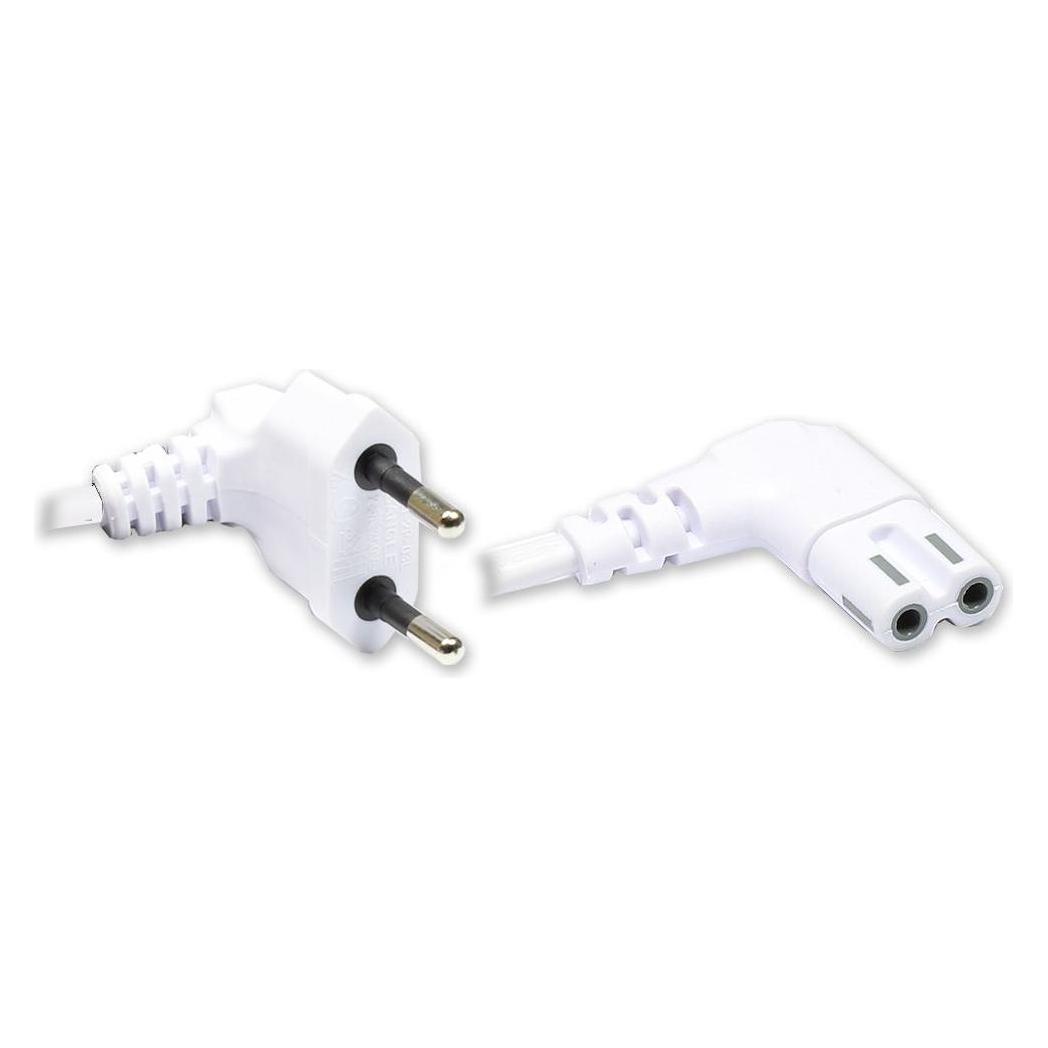 Good Connections Euro-Netzkabel, Netzstecker an Euro 8 Buchse, beidseitig 90° abgewinkelt, weiss, 0,75m, (0.75 m) (1550-ZW007W)