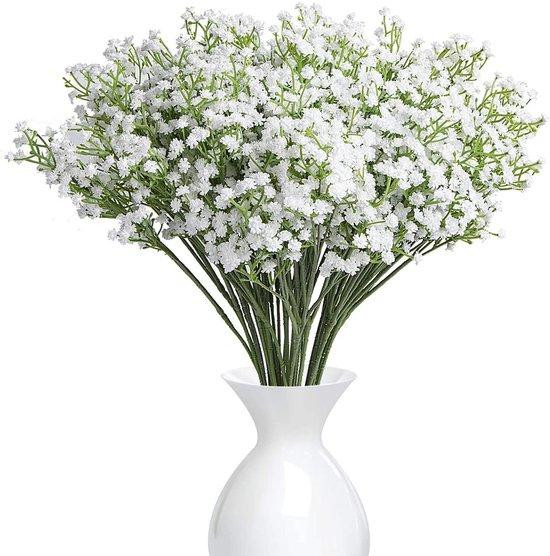 Unyqoos 12-delige set witte kunstbloemen gipskruid met buigzame stelen voor decoratie